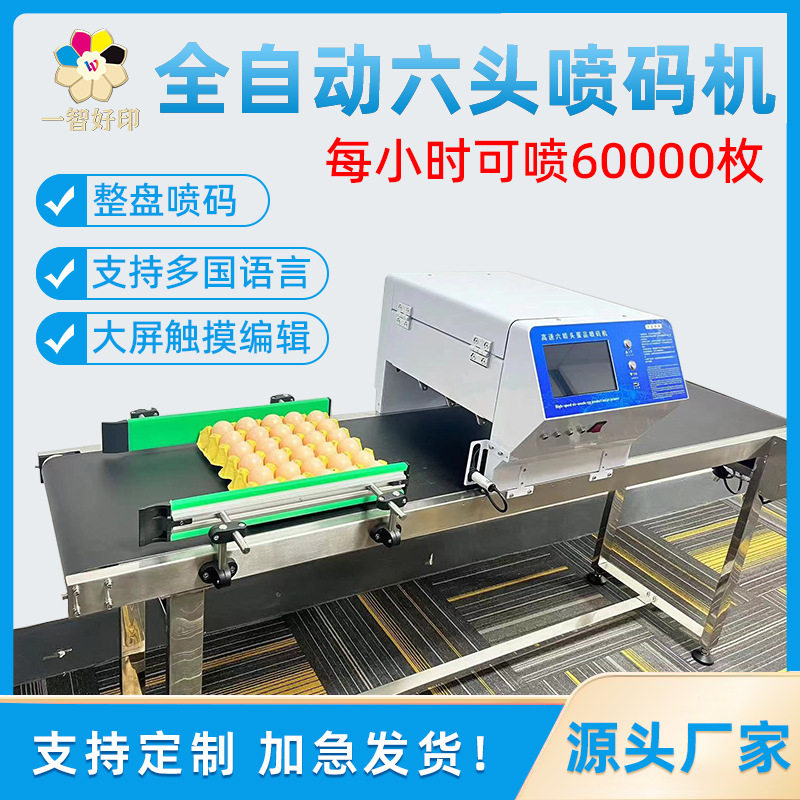 全自动六头蛋类喷码机高速保质期