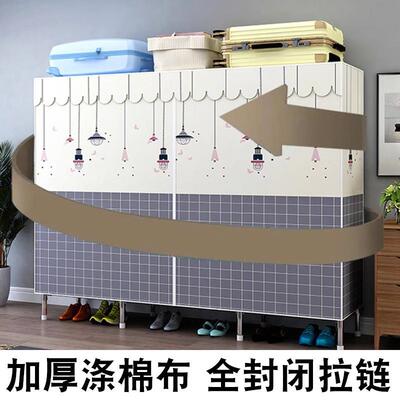 易衣柜家用加布粗加厚卧室结耐实用全钢架简组装INP衣柜出租房衣