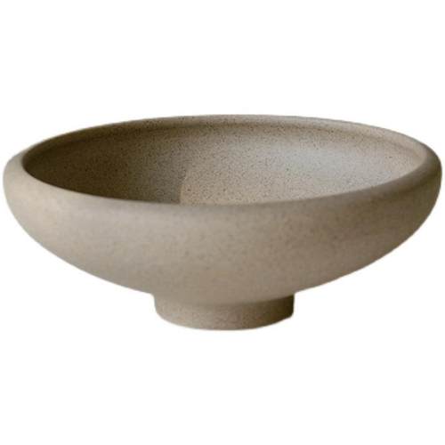 B62原土色粗陶高碗6菜脚英F77J5S77寸沙拉碗拌面拌粉碗餐厅冷菜凉