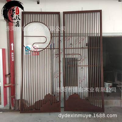 新中式屏风隔断厅实木BZD01花格入户遮挡栅玄关约日式格简现客代