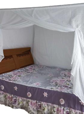 ZQ老式纯棉纱蚊帐家用传1.5米1.8m穿F76SJ6HH统方防顶布杆莲花2尘