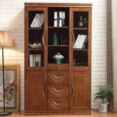 实家木书柜现代中式 00323门橱组合门书办公室文件柜橡胶木 雕花SG