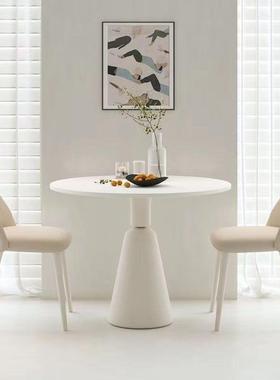 风奶油00336法式桌餐桌小户型家用板桌椅组合轻奢岩接待洽谈圆阳