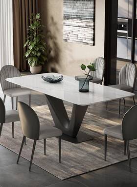 9C2G-9102色5新款岩板桌家用小户型简约简餐现代长方形黑意式极桌