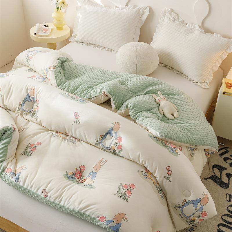 款A新类婴针织meitu棉豆豆绒大豆维被冬被学生宿舍单双纤人春儿秋