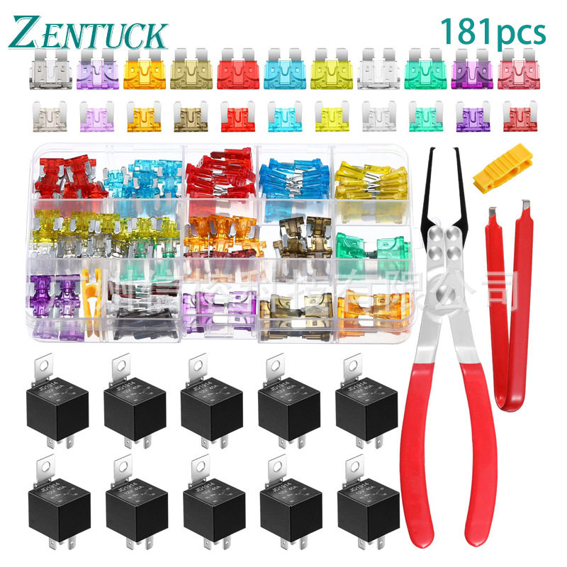 迷你中号汽车保险片继电器开关保险丝夹开关拔取器组合181pcs盒装