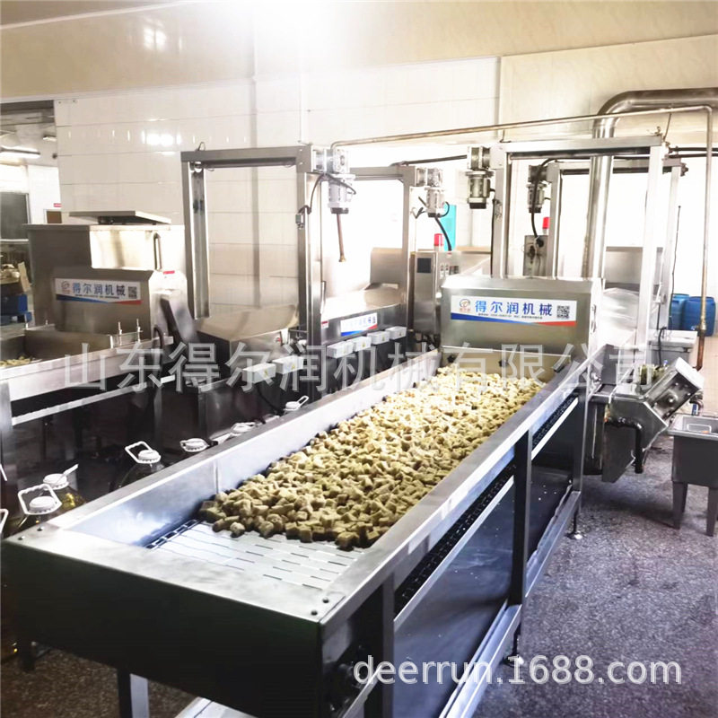 浙江素鹅豆腐油炸机 卤制豆干油炸流水线 双层网带 自动进出料