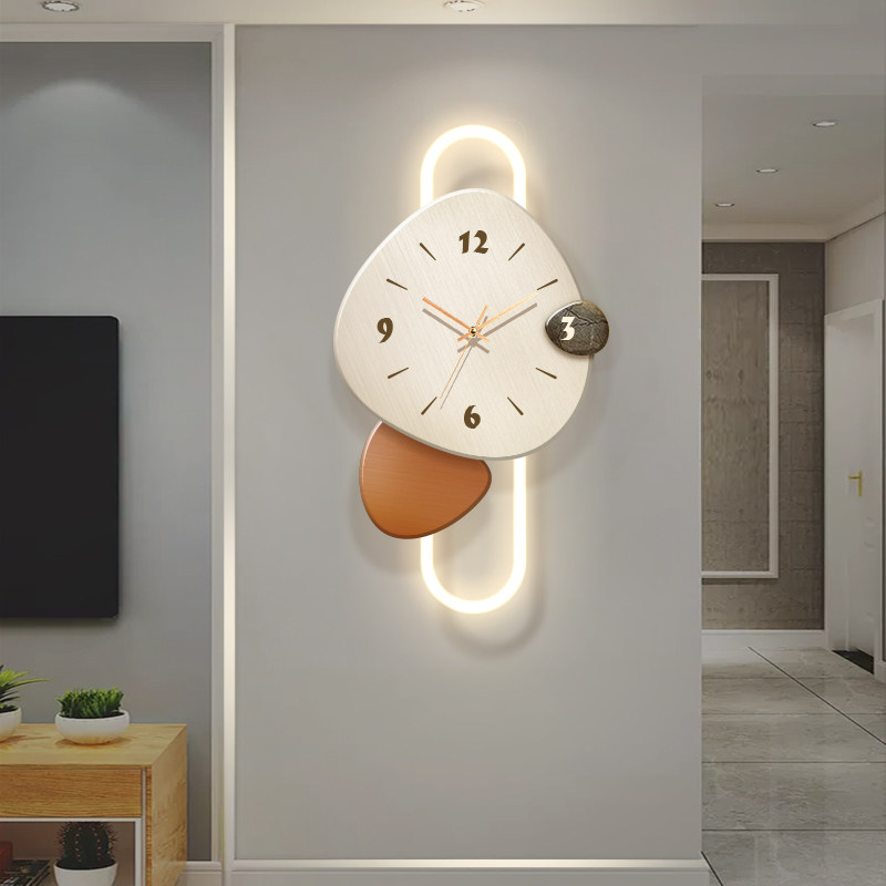 时来运转客厅创意时钟壁灯电视背景墙钟表挂画餐厅立体led装饰画