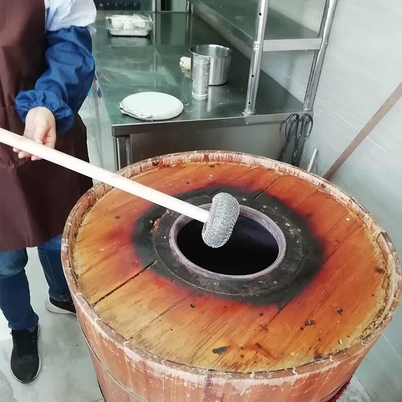 长柄钢丝球刷子耐高温木桶不锈钢炉子木炭烤饼炉锅盔烧饼炉刷子