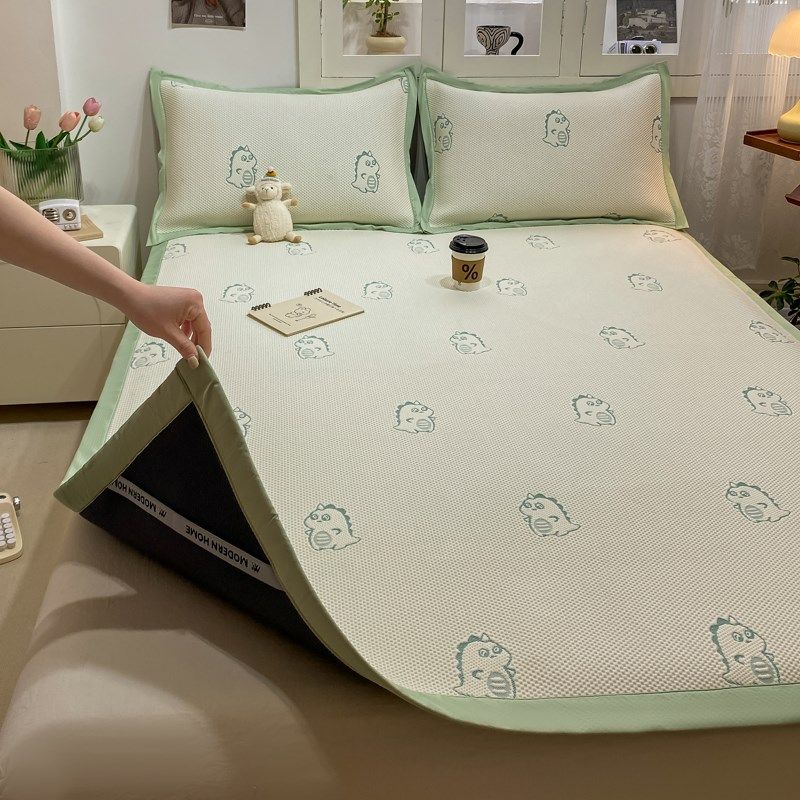 夏季冰丝凉席三件套可机洗裸睡凉感豆豆席子2024新款家纺床上用品,床上用品,冰丝席,淘宝优惠券,粉丝福利购,淘宝优惠卷