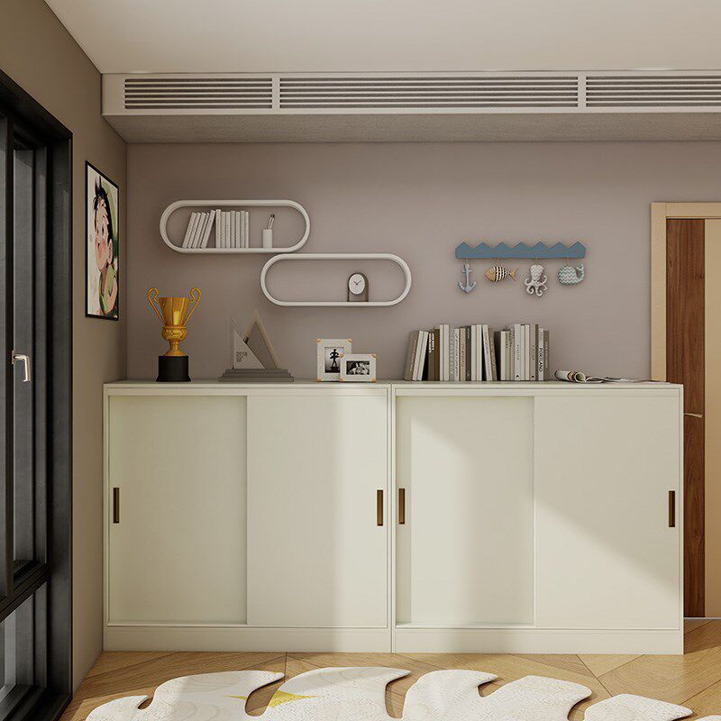 奶油田园1.6米趟门实木儿童矮柜两门小推拉门 矮衣柜移门双门1米3