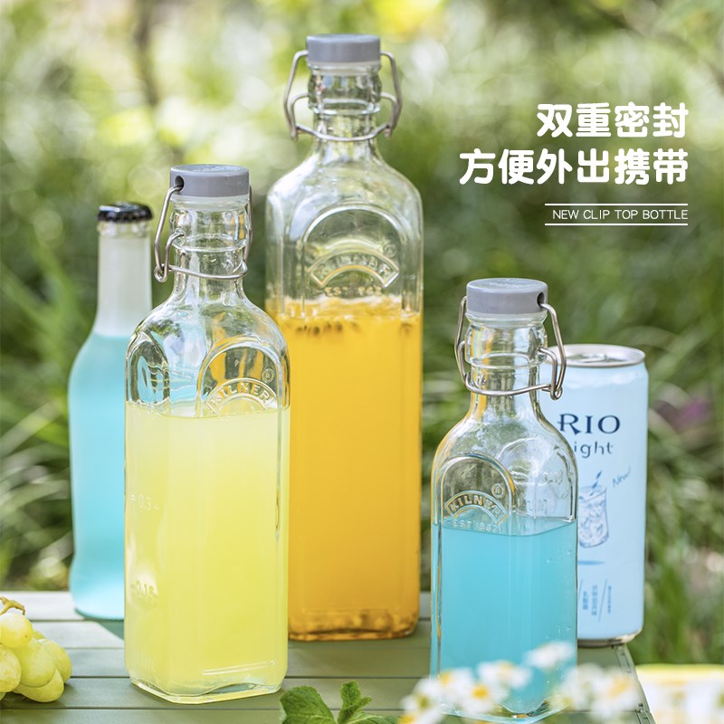 玻璃酒瓶kilner密封酒瓶子空瓶高档带盖饮料瓶果汁瓶玻璃瓶密封瓶