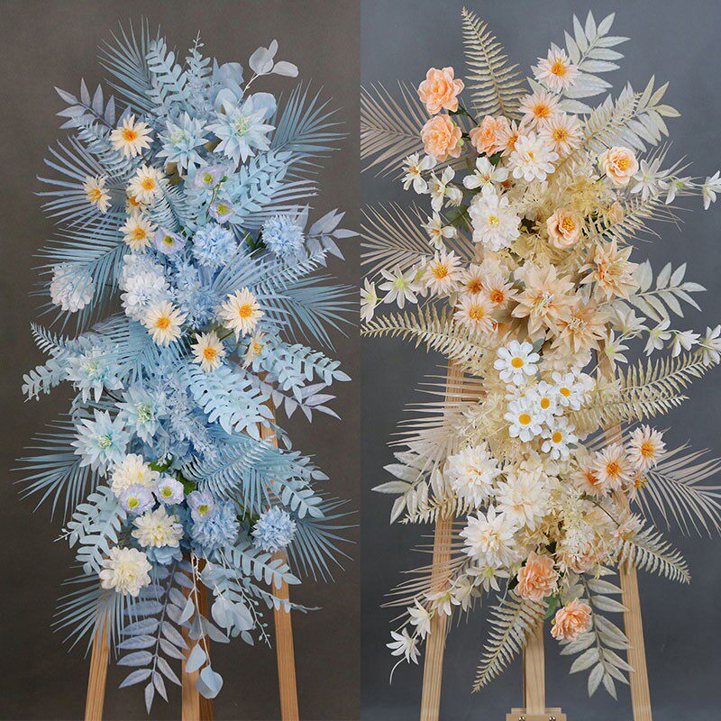 新款成品花艺花条套系绢花背景挂花路引花盆花排花婚礼堂花点道具