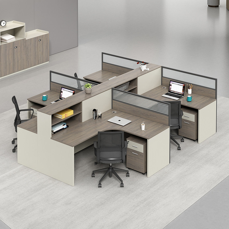 职员办公桌员工位卡座屏风l型2三4四6六多人位办公室桌椅带柜家具