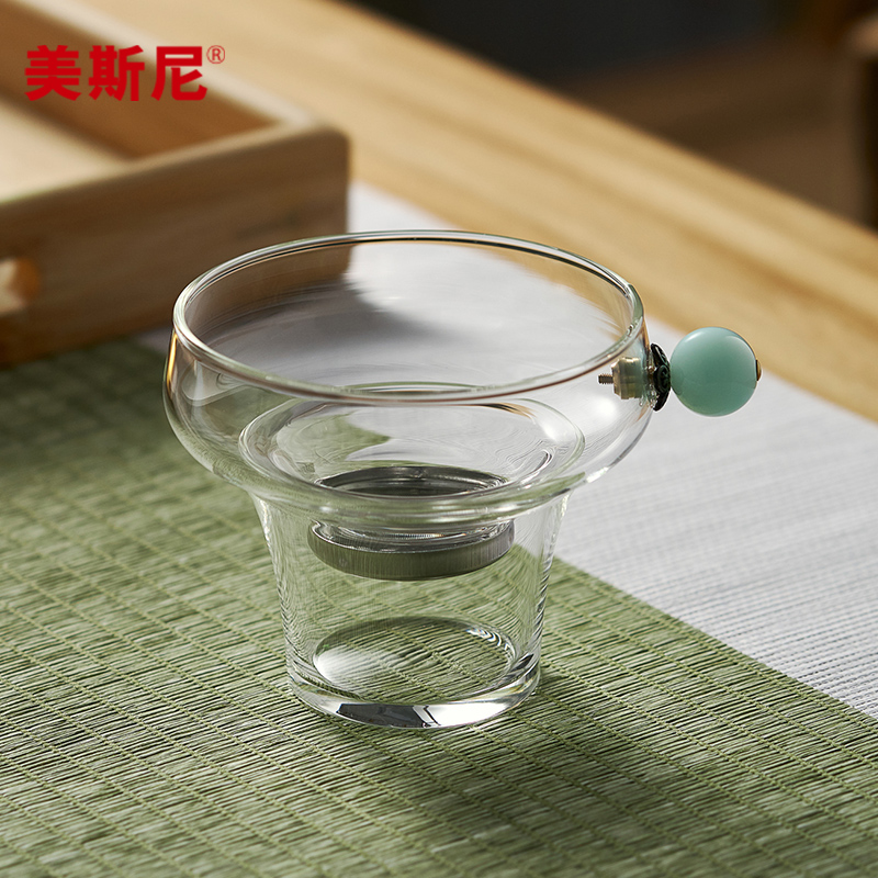 美斯尼玻璃茶漏家用创意茶叶过滤网不锈钢滤茶器茶滤茶隔茶具配件