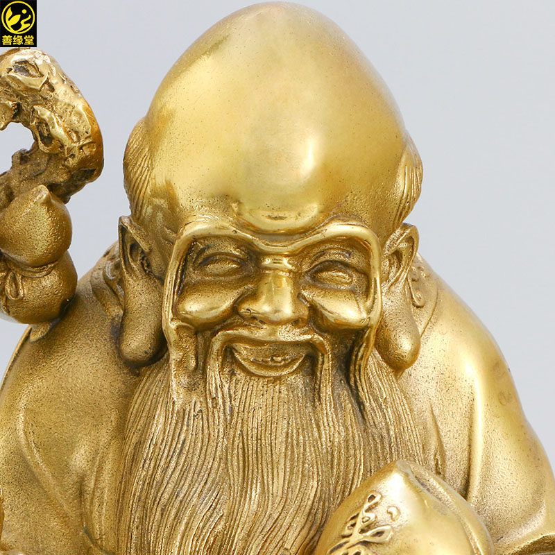 老寿星铜像 南极先翁像黄铜福禄寿像站龟寿星家用客厅工艺品摆件