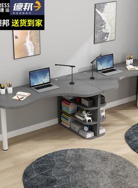 9W简23314约现代转角电脑桌书台式双人位工作桌台学习桌轻并奢排