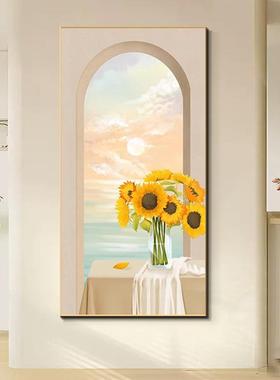 奶油风装饰走关廊过玄道挂画画现代轻奢高档客厅入户正对门UXR壁