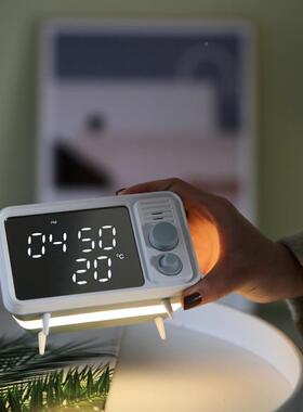 桌面按键版LED数字儿童电闹钟语UXK唤音录制醒温度床头电夜灯子视