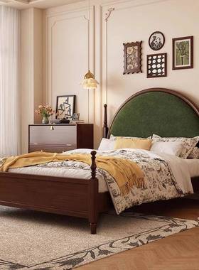 法式床黑色床复床古1人米8双1米5现代简约美式实木软包轻LLA奢巴
