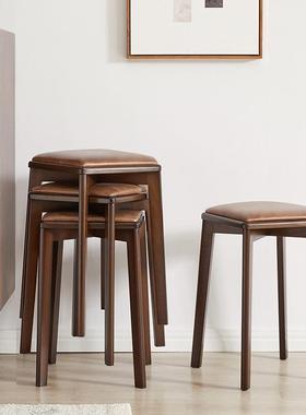 家逸实凳子家凳用简约36432木板凳可叠放方凳木多功化妆客能厅软