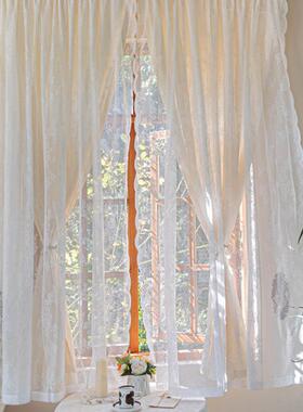 7L8K双法式复古EDZ窗美式田园白色蕾丝纱主帘帘公风阳台飘窗层小