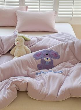 A类卡云朵糯21771针织通棉春秋被爱贴布绣可软单双人加厚保暖学生