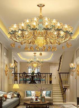 欧别水墅宫廷风客厅AEV灯酒店餐厅式灯卧室灯轻奢晶豪华大气陶瓷