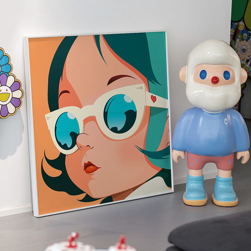 星野平 新款卡通潮流版画玄关客厅装饰画女孩卧室儿童房床头挂画