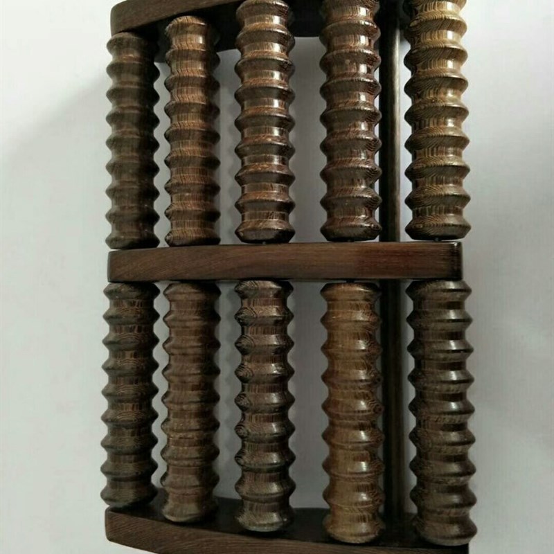 鸡翅木足底按器足疗机木质脚排多轮按器按器