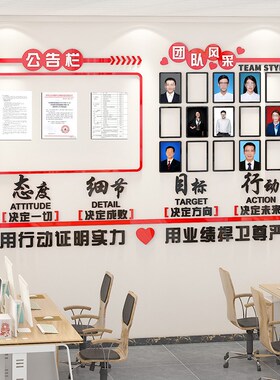 员工风采展示照片墙公告宣传栏办公室励志标语公司企业团队文化墙