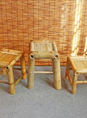 竹编小竹凳子板小凳传统老式凳田园乡村手凳古风摄影工茶室小KJZ