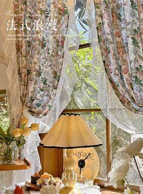 式碎花棉布丝窗帘法式复古美玫瑰园洛庄可VHY可蕾半帘英式透光不
