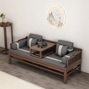 全实木罗1汉床老榆木新中式床罗汉榻米沙发椅榻推拉户型茶桌家小