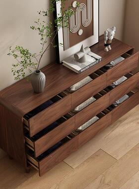 全实床五木斗柜卧室抽屉物JJW柜九斗储物收纳置柜床尾柜胡桃色边