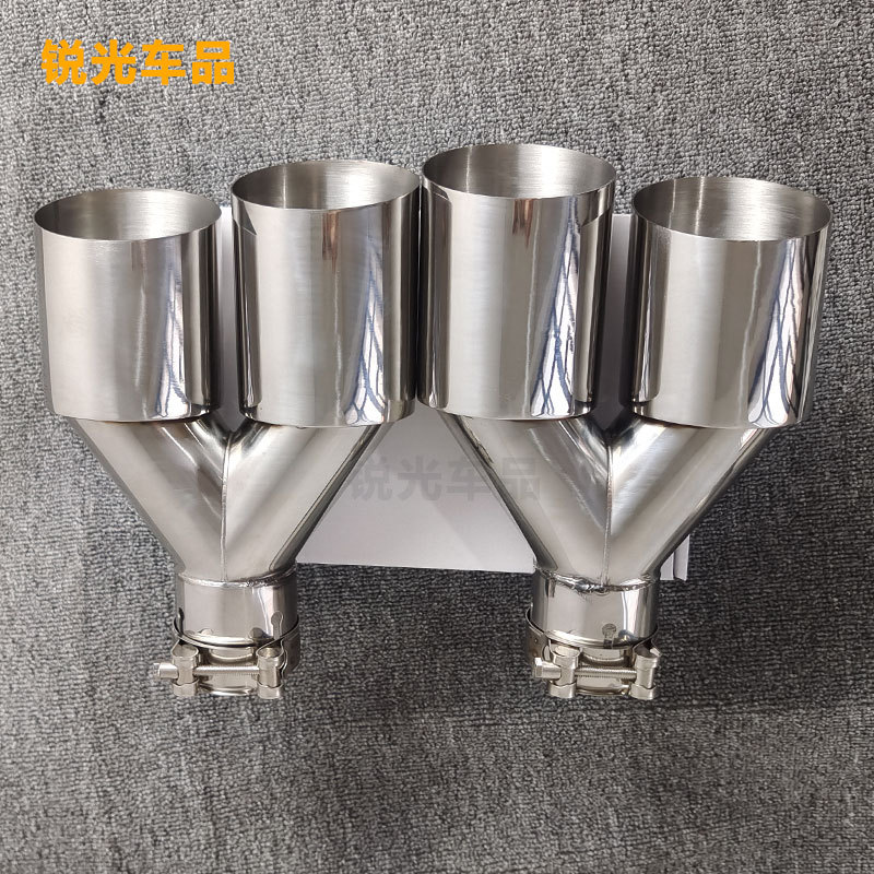 一出二双出不锈钢排气管尾喉单层直边斜口/平口跨境热卖烤蓝