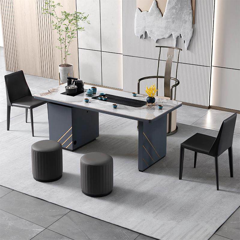 新式式茶桌全套岩板茶台RJU现代简约办动公室茶桌自烧水中一体泡