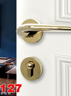 卧门KTD黑色门锁房磁吸静音7锁体金室色卫生间门锁2具分体执手锁