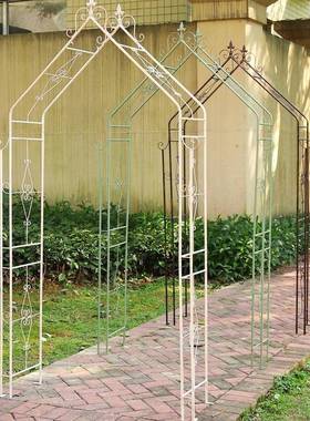 式做旧鲜庭院铁艺白色拱门花架户外露台花园花月植季物KIS爬美藤