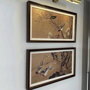 《菊关桂山书禽图》法式复古中客国风HY-280厅玄壁炉装饰画新中式