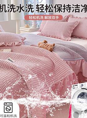 织棉床盖三件双人榻榻米夹44501棉针厚床单单件套人单防滑炕盖四