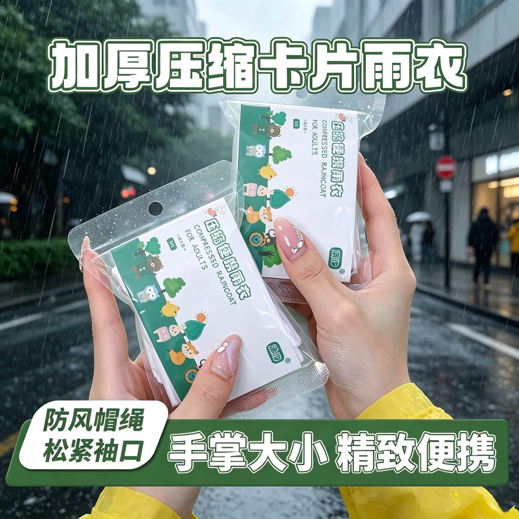 压缩卡片户外装备一次性加厚雨衣户外漂流骑行旅游可携式均码YG