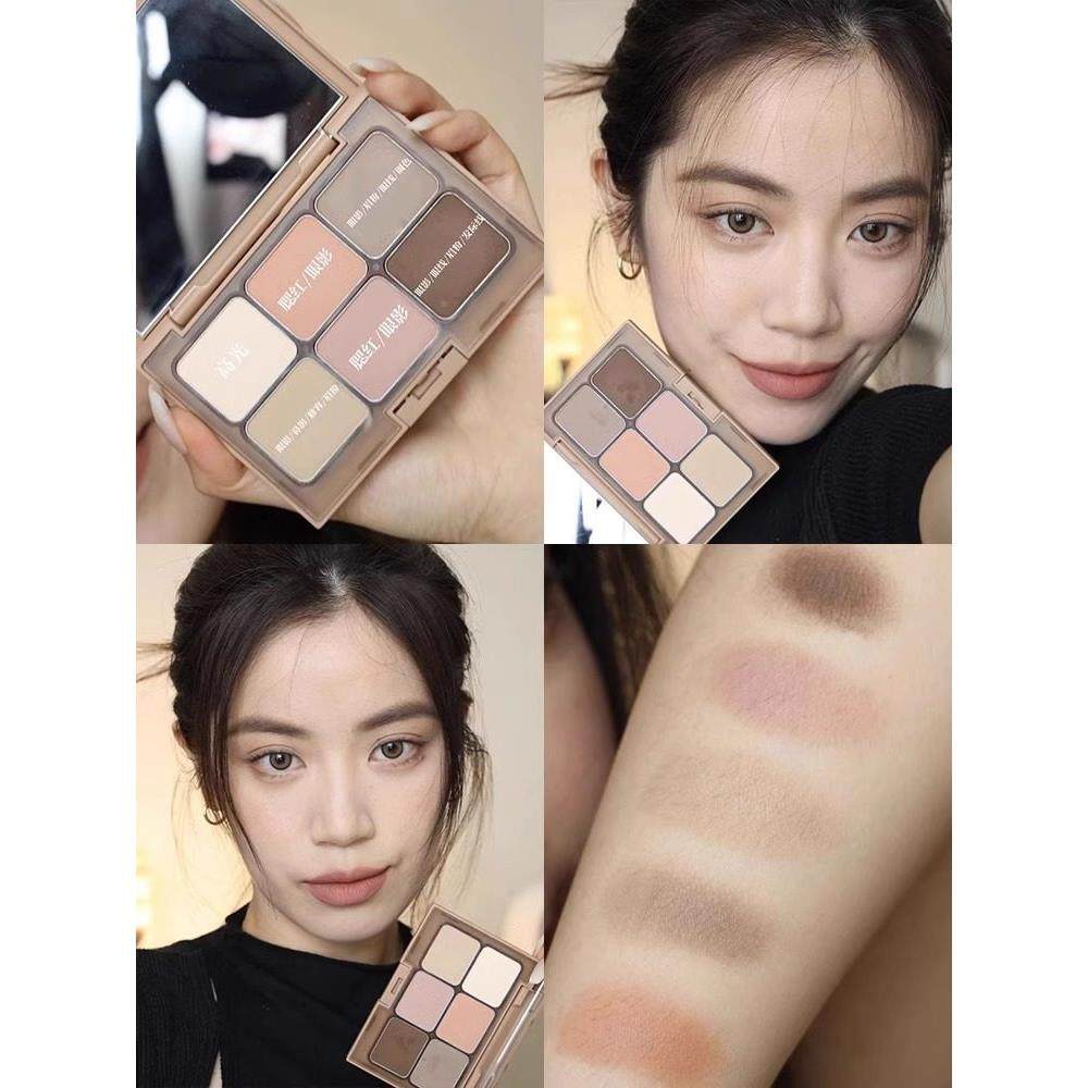 李佳琪推荐六色眼影板，珠光磨砂土调腮红，高光泽女性轮廓，低饱