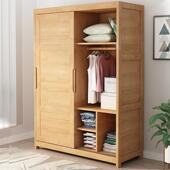 实木衣柜推拉门北欧木小型1.4原卧米室家OGF用简约衣橱带户顶柜收