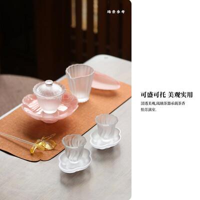 新缘堂热琉杯垫莹希杯托新隔中MAP璃式透色防滑干泡茶蝶茶道配件