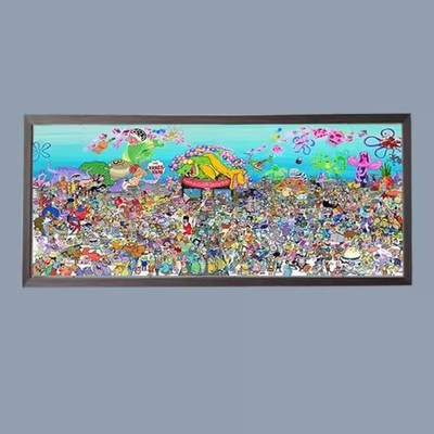 拼图相框70x50cm海绵宝宝天官赐福拼图相框1000片配套框88*33金属