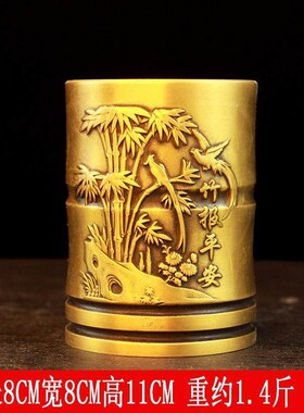 黄铜九层文昌塔摆件带笔筒宝塔家居书桌装饰工艺品书房摆设纯