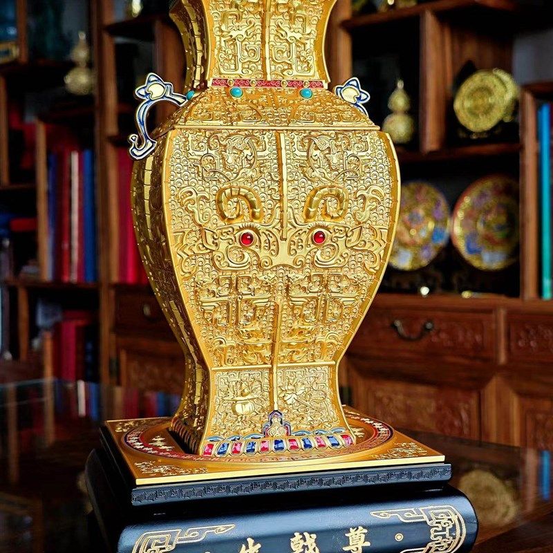 献礼大阅出戟尊花丝镶嵌珐琅彩錾刻客厅玄关卧室收藏礼品,家居饰品,桌面摆件,淘宝优惠券,粉丝福利购,淘宝优惠卷