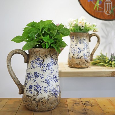 花瓶摆件客厅插花高级感大号创意中式复古仿真青花瓷餐桌干花艺术