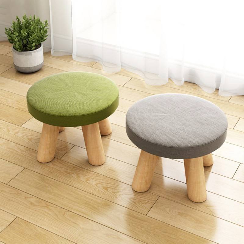实木小凳子家用矮凳门口换鞋凳创意时尚卡通客厅布艺沙发凳圆凳子